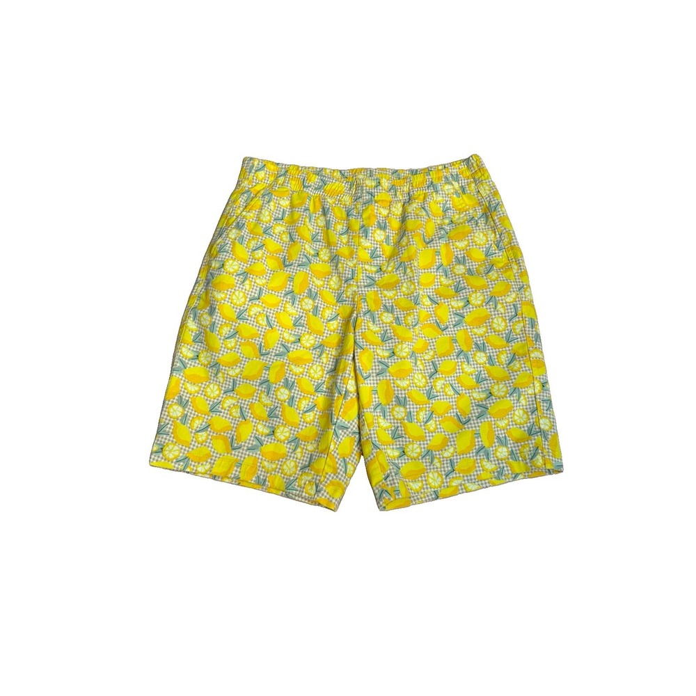Lands End Pull On Shorts Size 12 Lemon Citrus Bermuda Pockets Stretch Chino NEW